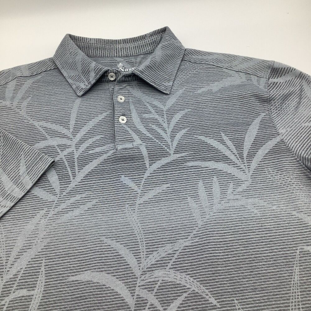 Nat Nast Mens Short Sleeve Polo Floral Gray Size Large‎